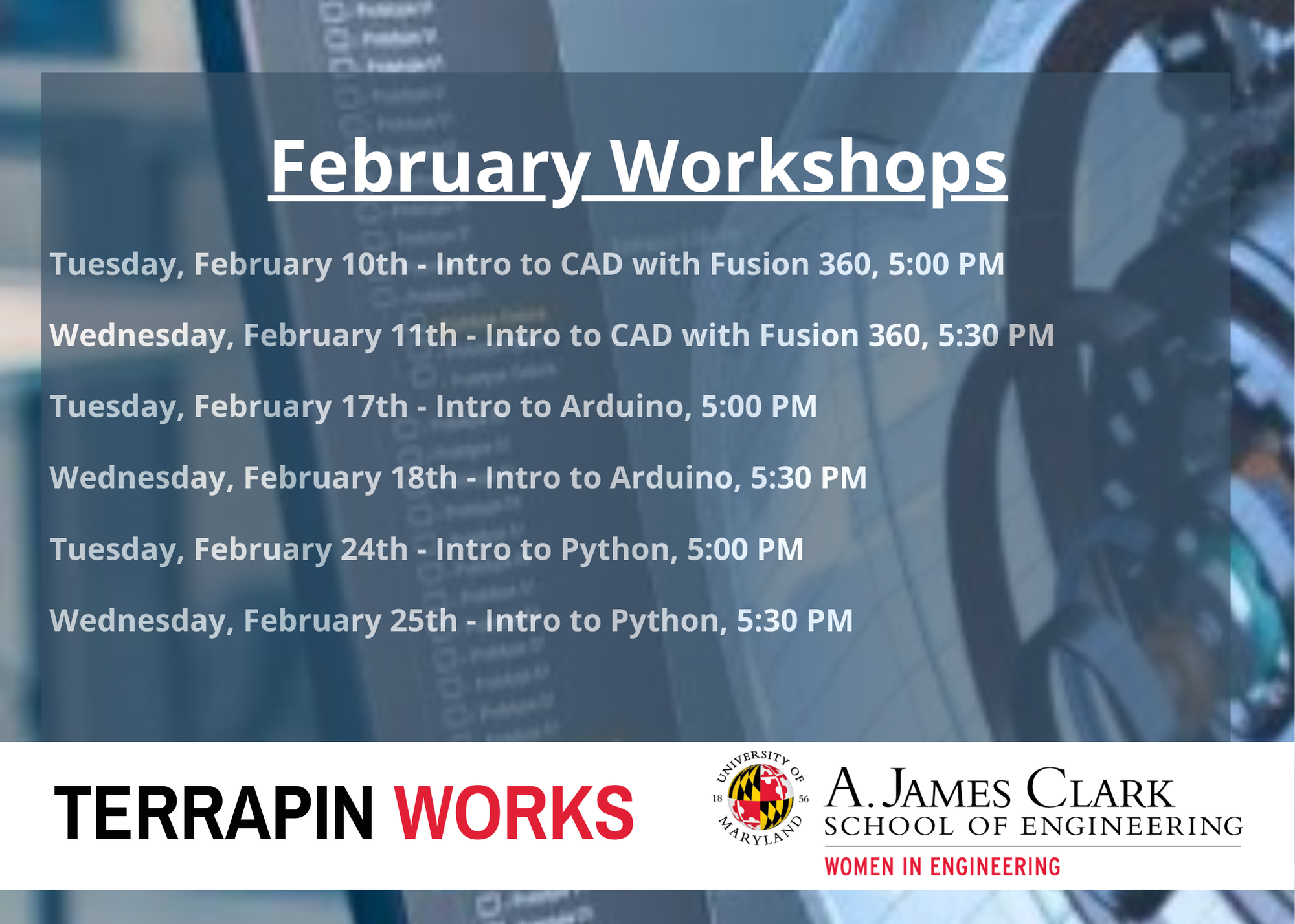 Spring 2026 Terrapin Works Workshops