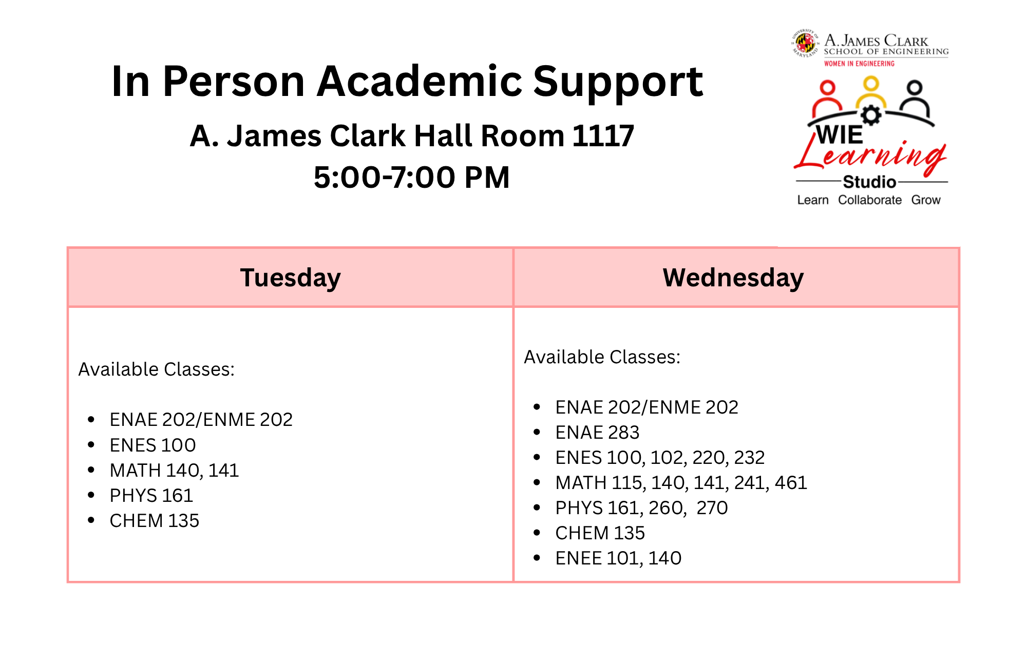 AJC Tutoring Schedule