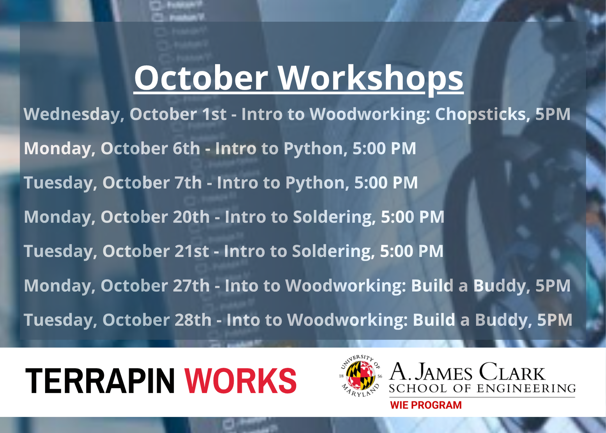 October TW Workshops October TW Workshops