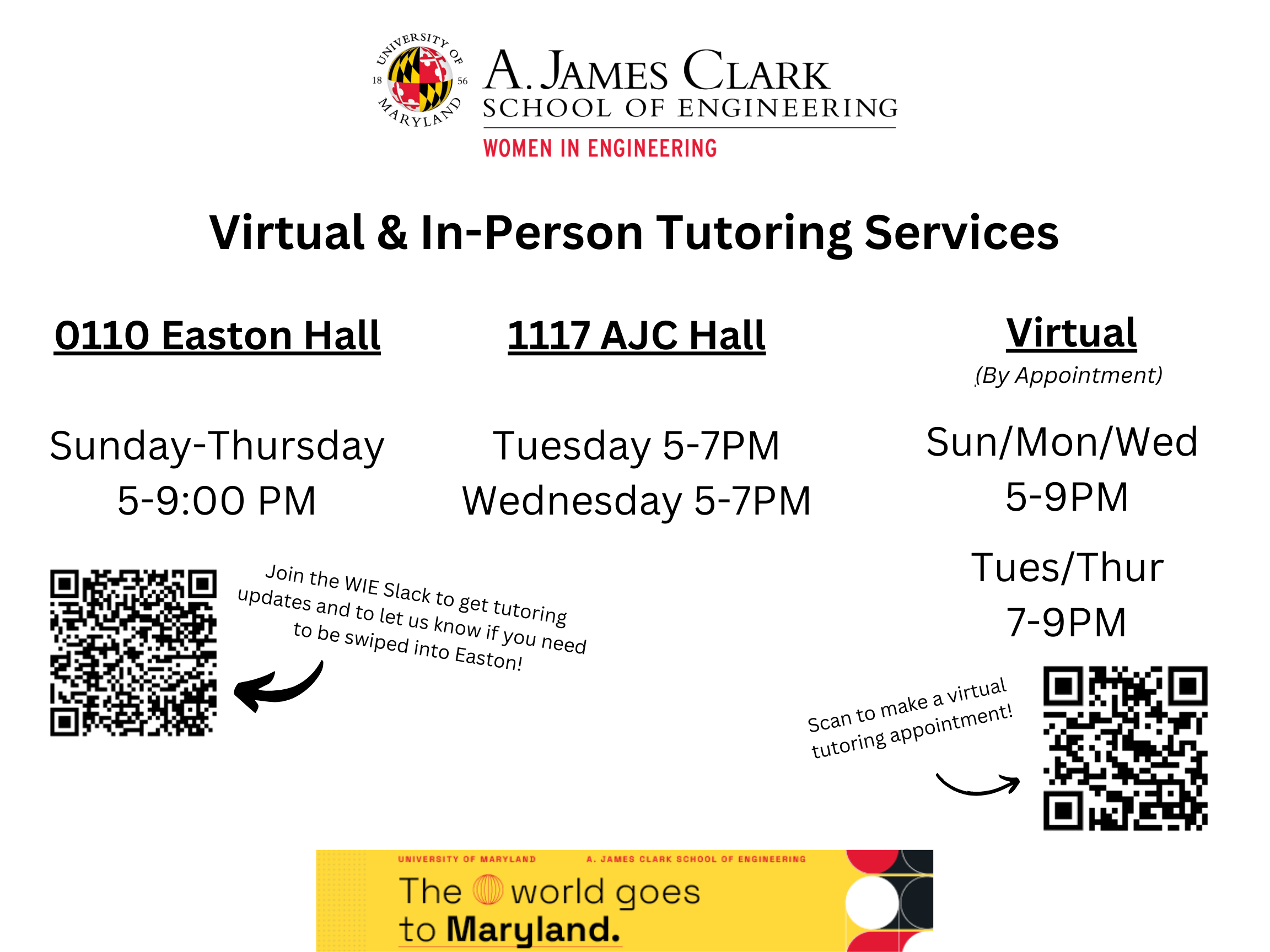 Spring 2025 WIE Tutoring Schedule