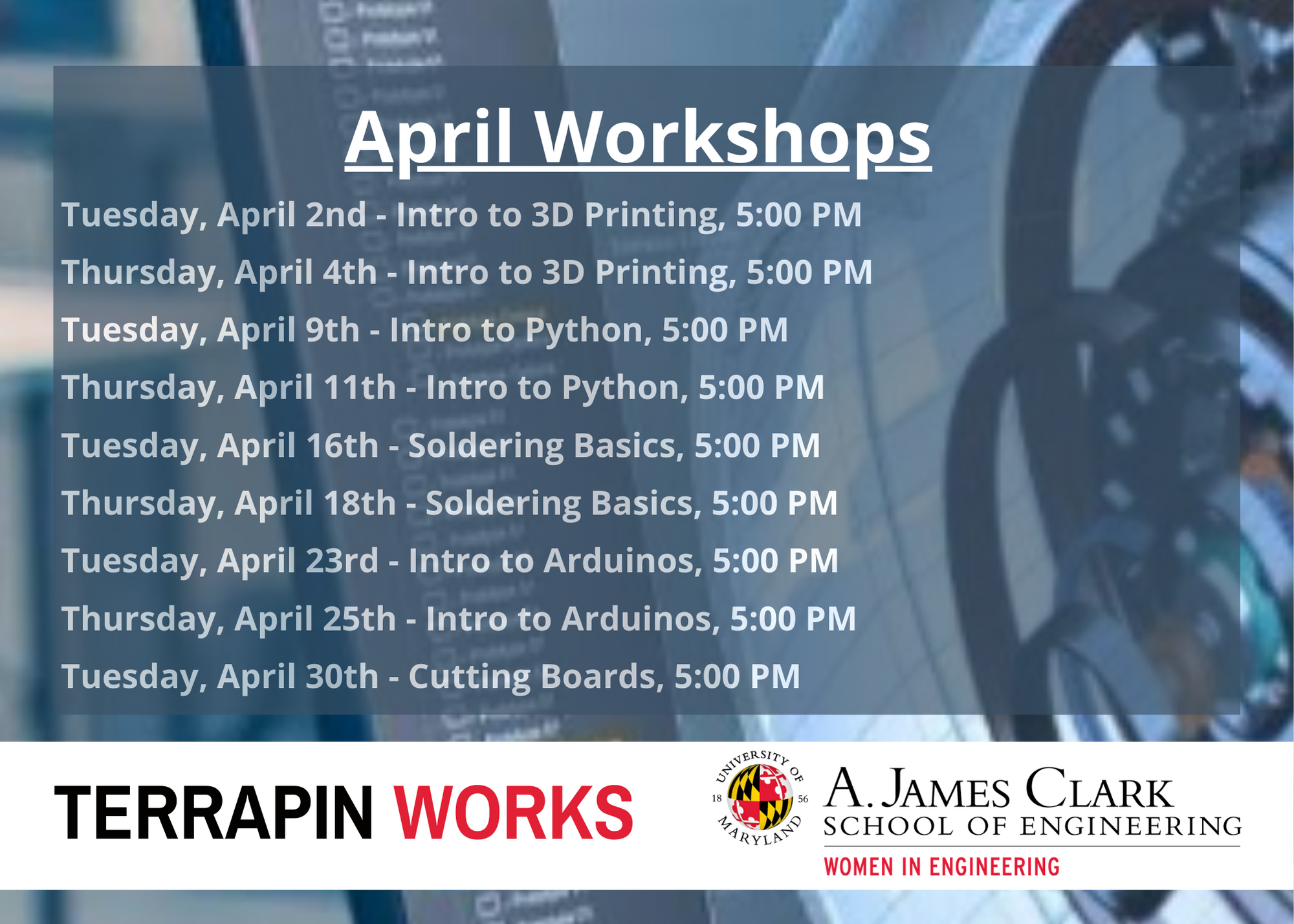 TW April Workshops