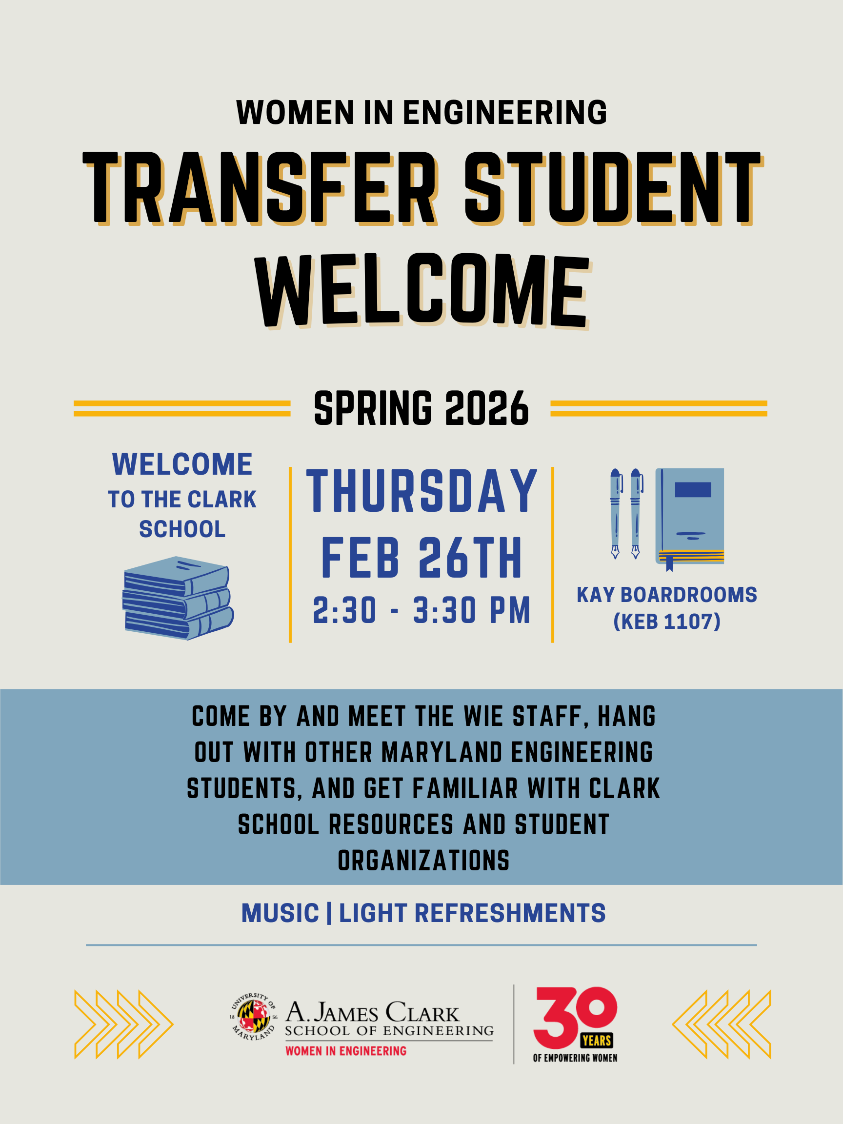 WIE Transfer Student Welcome Flyer