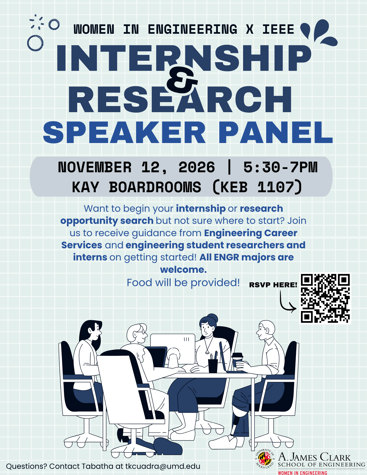 WIE x IEEE internship and research panel event flyer