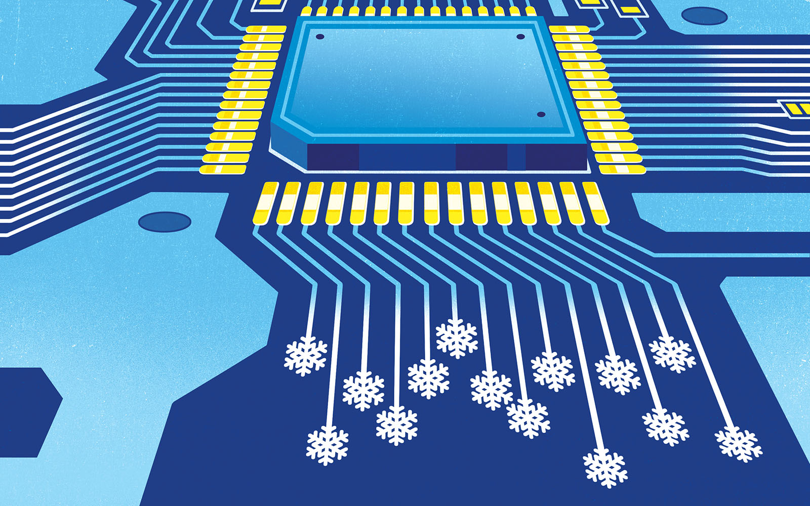 Illustration of an AI computer chip being cooled