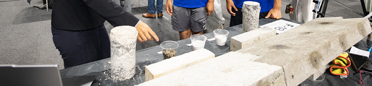Poured concrete on a civil and environmental engineering student's table