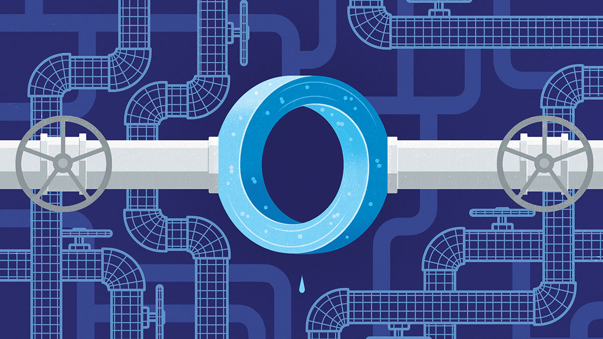 Illustration of water being recirculated through pipes