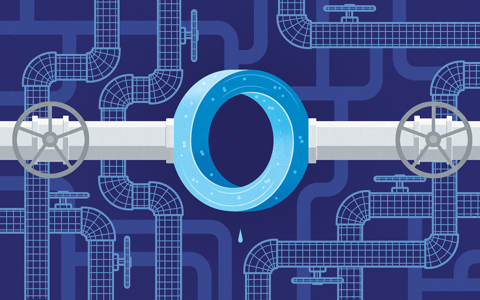 Illustration of water being recirculated through pipes