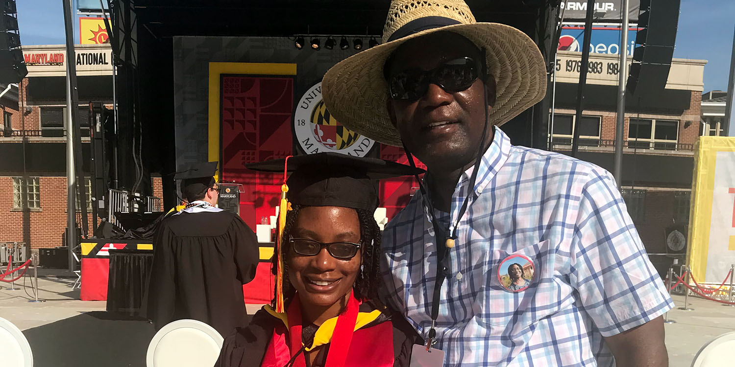 Elizabeth and Garret Childs at Elizabeth's commencement ceremony