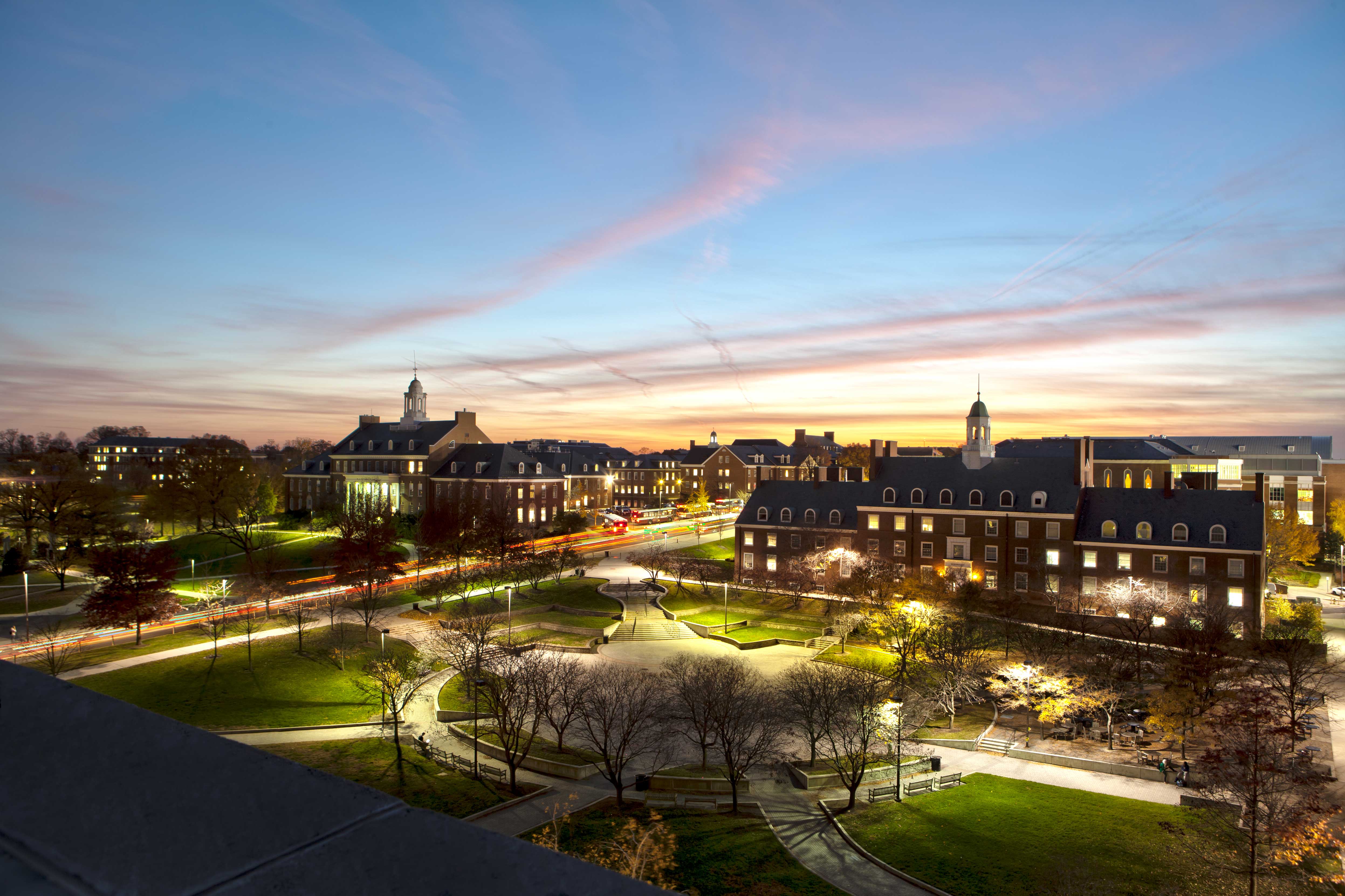 UMD campus at night
