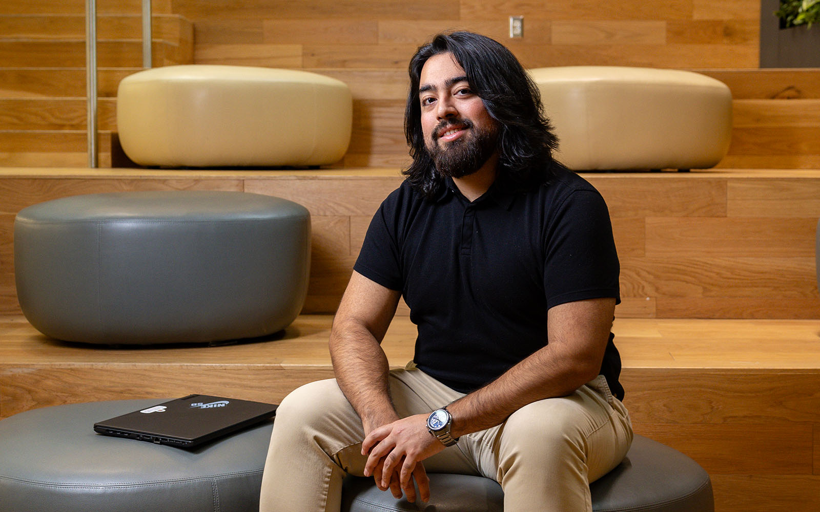 Leo Buitrago poses inside the Universities at Shady Grove
