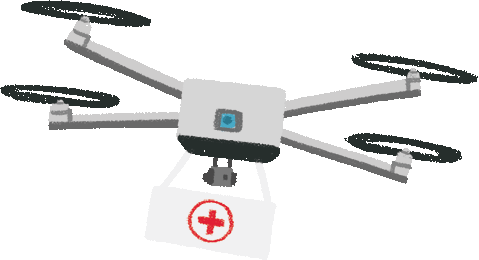 Illustration of a drone carrying medical supplies