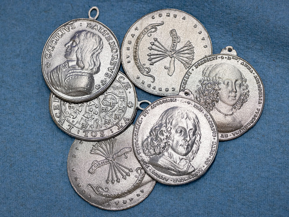 Collection of six 3D-printed Piscataway Peace Medals
