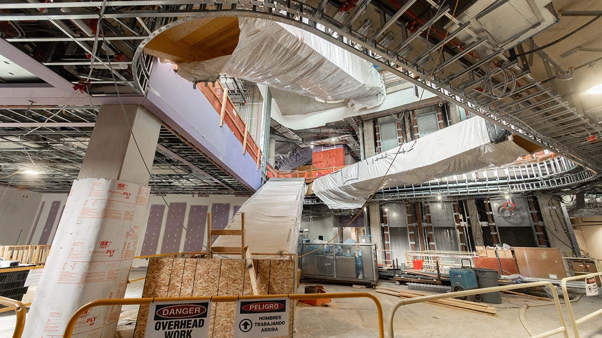 Interior of Zupnik Hall under construction